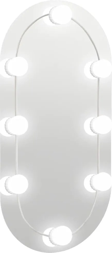 vidaXL ovális üvegtükör LED-lámpákkal 60 x 30 cm