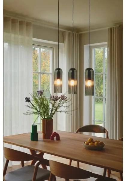 Nordlux - Kábellel függesztett MIELLA csillár 3xE27/25W/230V fekete/füstszínű