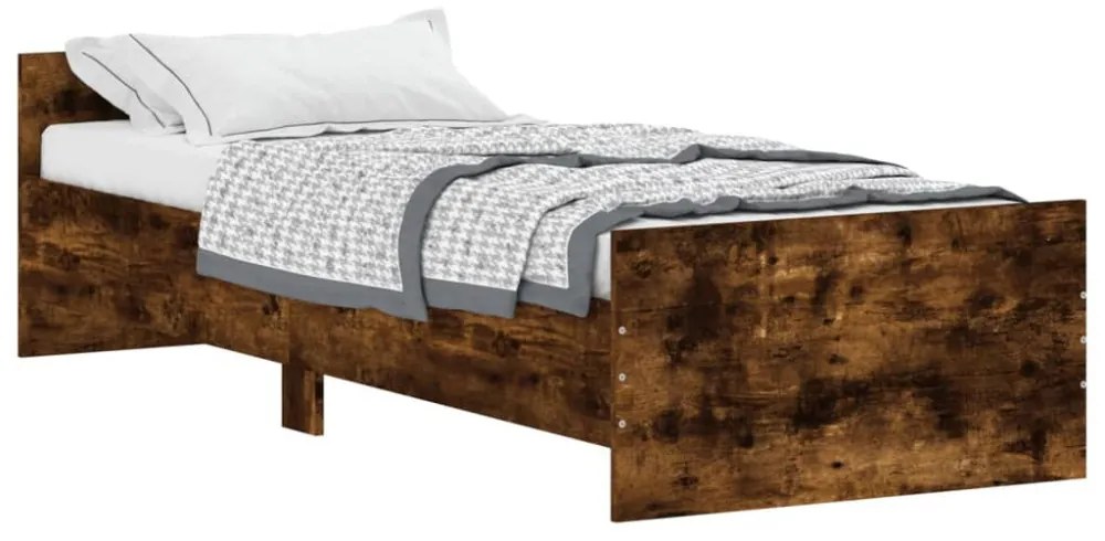 füstös tölgy színű szerelt fa ágykeret matrac nélkül 75x190 cm