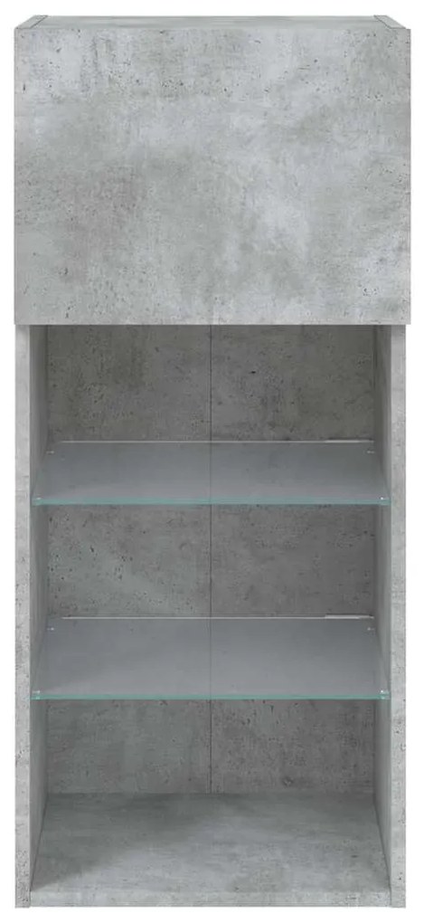 2 db betonszürke TV-szekrény LED-világítással 40,5 x 30 x 90 cm