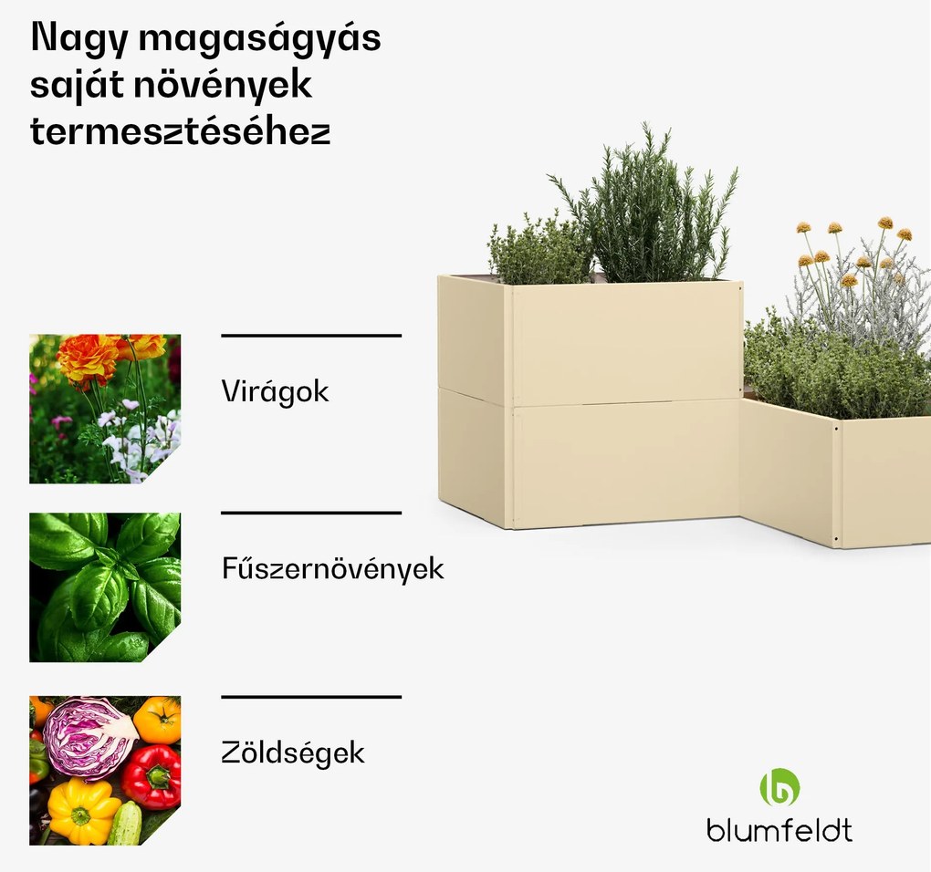 Versagrow magaságyás 12 modullal, egyedi forma, 1 mm vastagság, rozsdamentes acél