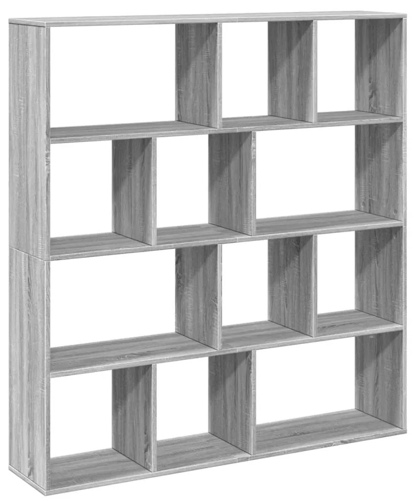 szürke sonoma színű szerelt fa könyvszekrény 132 x 29 x 141,5cm