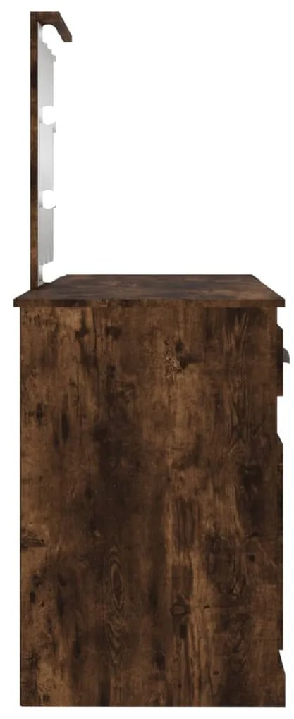füstös tölgy színű fésülködőasztal LED-del 130 x 50 x 132,5 cm