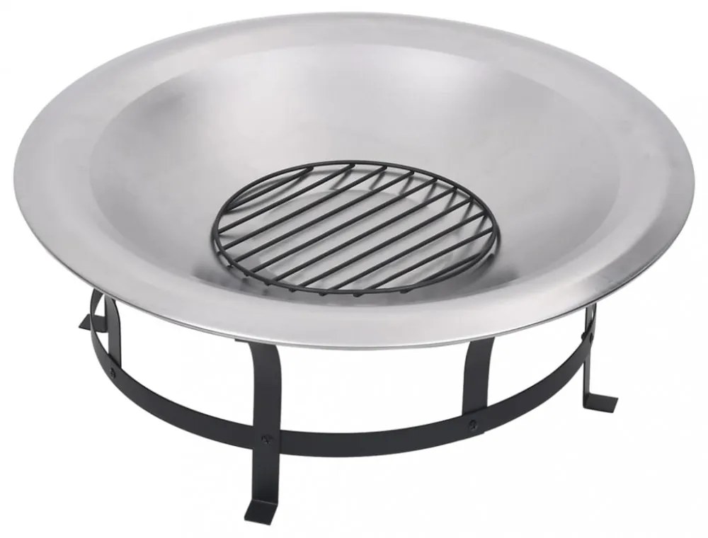rozsdamentes acél kültéri tűztál grillráccsal 76 cm