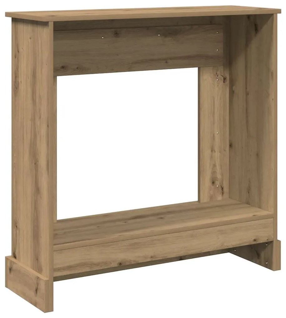 kézműves tölgy színű szerelt fa kandallóburkolat 90x30x90 cm