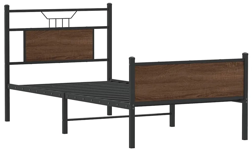 barna tölgy színű szerelt fa ágykeret matrac nélkül 80x200 cm