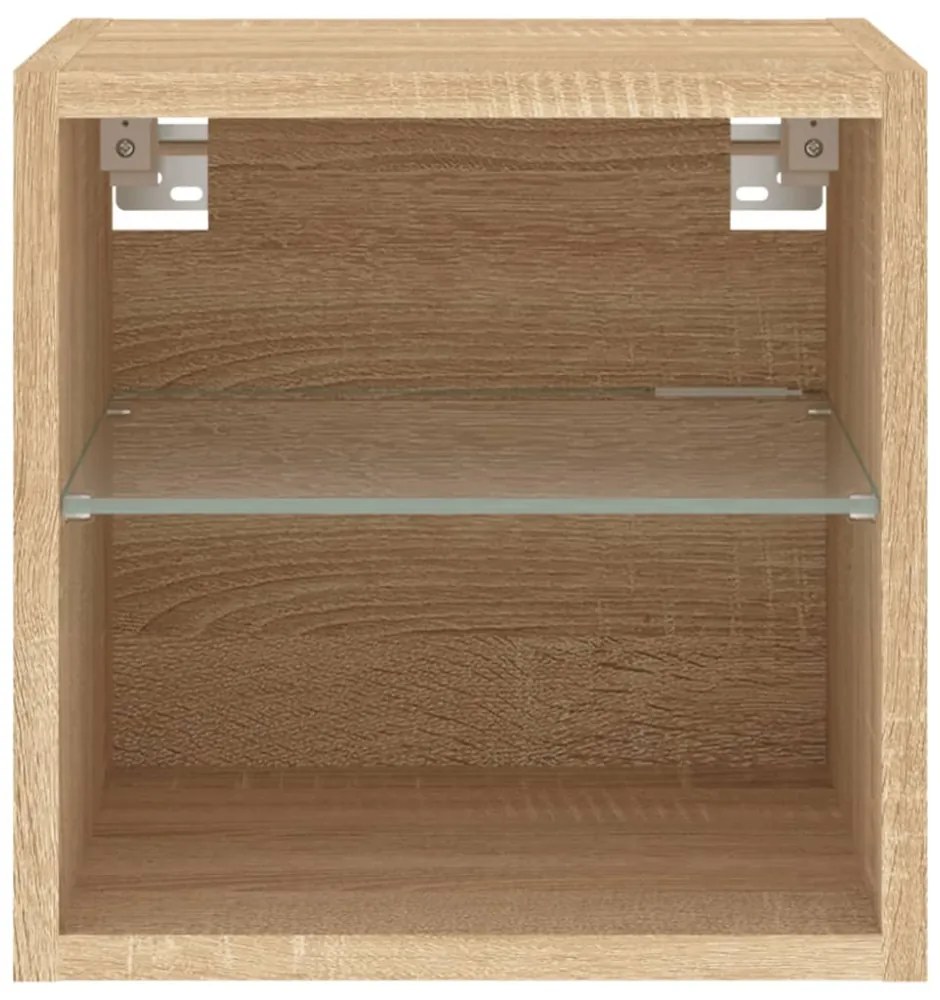 2 db sonoma tölgy fali TV-szekrény LED-ekkel 30x28,5x30 cm