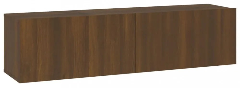 barna tölgyszínű szerelt fa fali TV-szekrény 120 x 30 x 30 cm