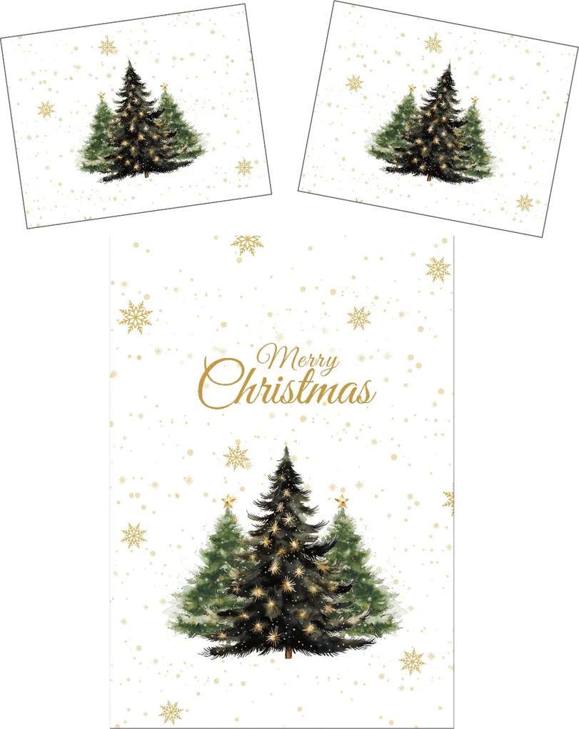 3D Mikroszálas ágyneműhuzat MERRY TREES fehér Ágyneműhuzat mérete: 2 ks 70 x 90 cm | 140 x 200 cm