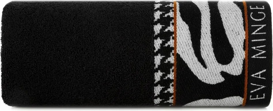 Pamut törölköző dekoratív övvel Divatos Design 70X140 fekete