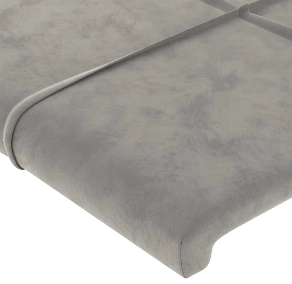 világosszürke bársony LED-es fejtámla 93x16x118/128 cm