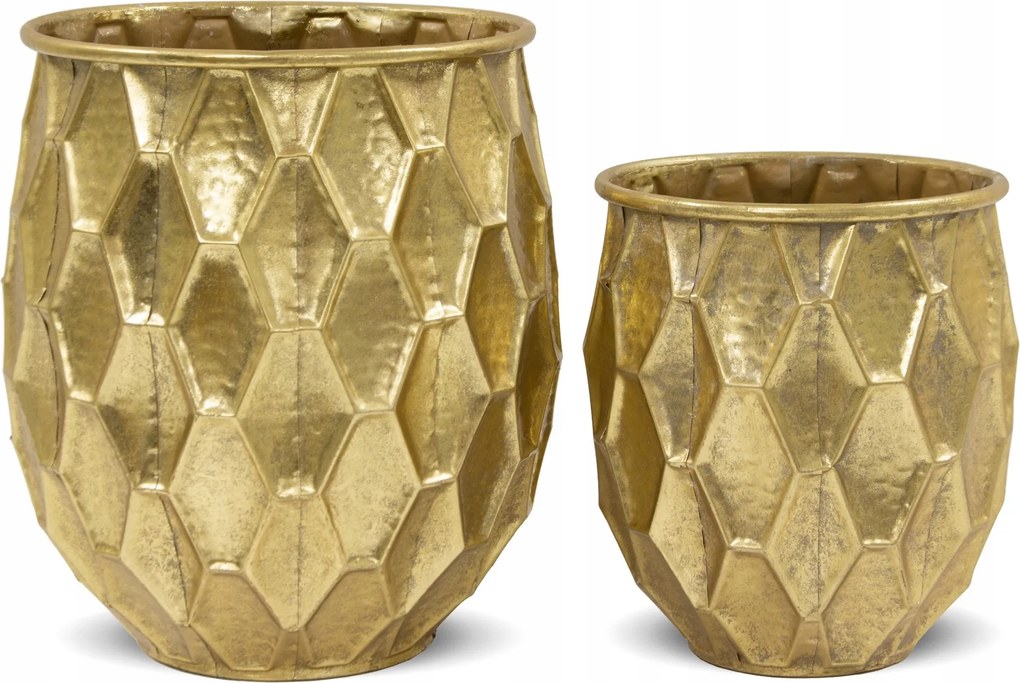 Váza Fém kaspóvédő arany dekoráció kpl 2db