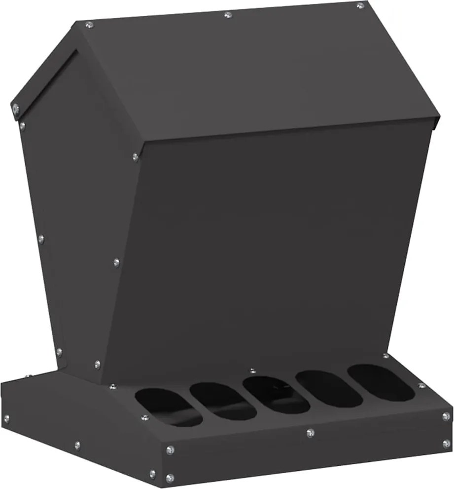 vidaXL Csirke etető Fekete 30 x 30 x 39 cm Hidegen Hengerelt Acél