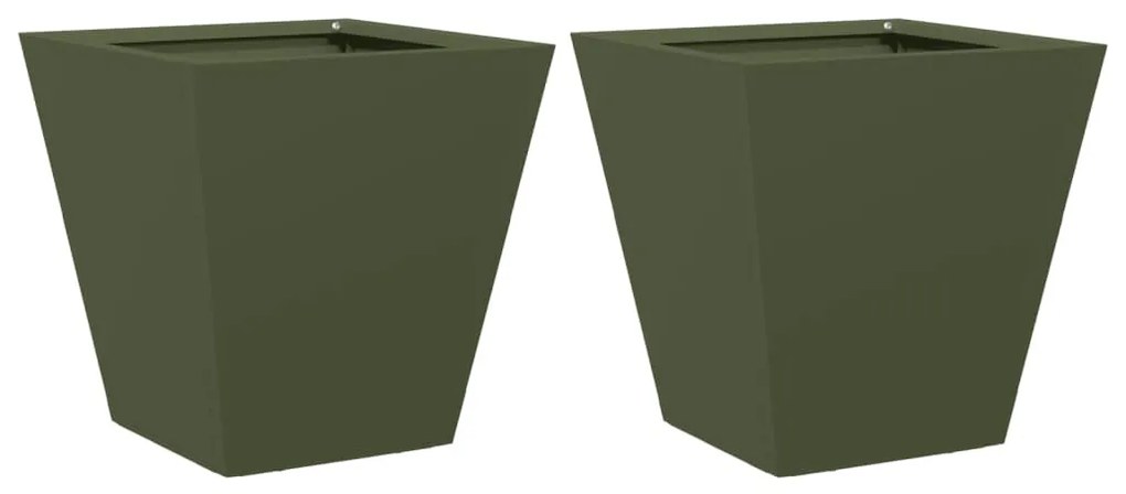 2 db olívazöld acél kerti növénytartó 30 x 30 x 30 cm