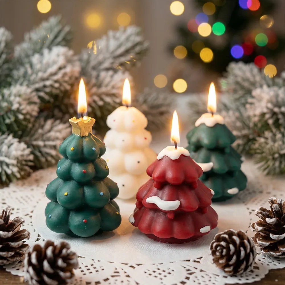 4 darabos gyertya szett, karácsonyi ajándék, karácsonyfa Rajzfilm