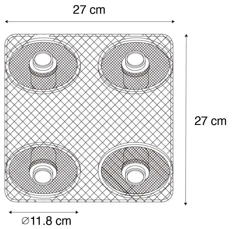 Ipari mennyezeti spotlámpa fekete fával 4 lámpás - Jasmine
