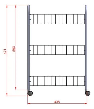 Lugano gurulós állvány, 3 db polccal - Metaltex