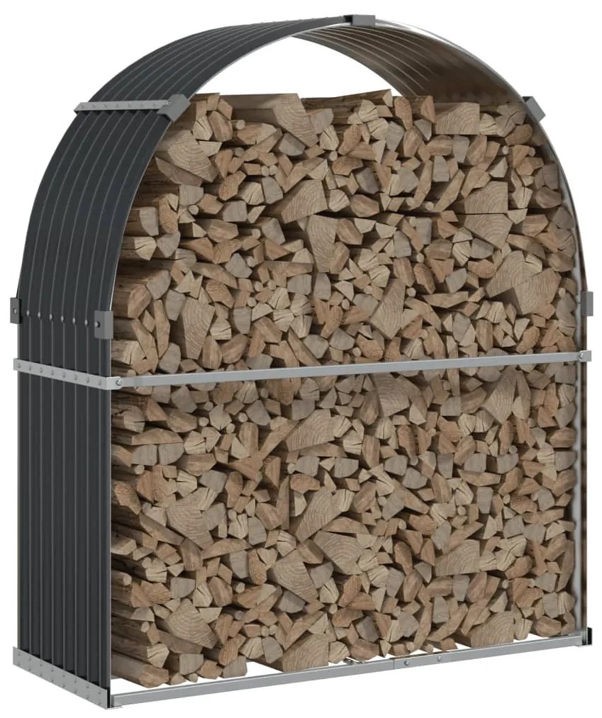 antracit színű horganyzott acél fatörzstartó 120 x 45 x 140 cm