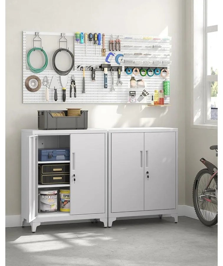 SONGMICS irattartó szekrény, zárható multifunkciós tárolószekrény,matt szürke