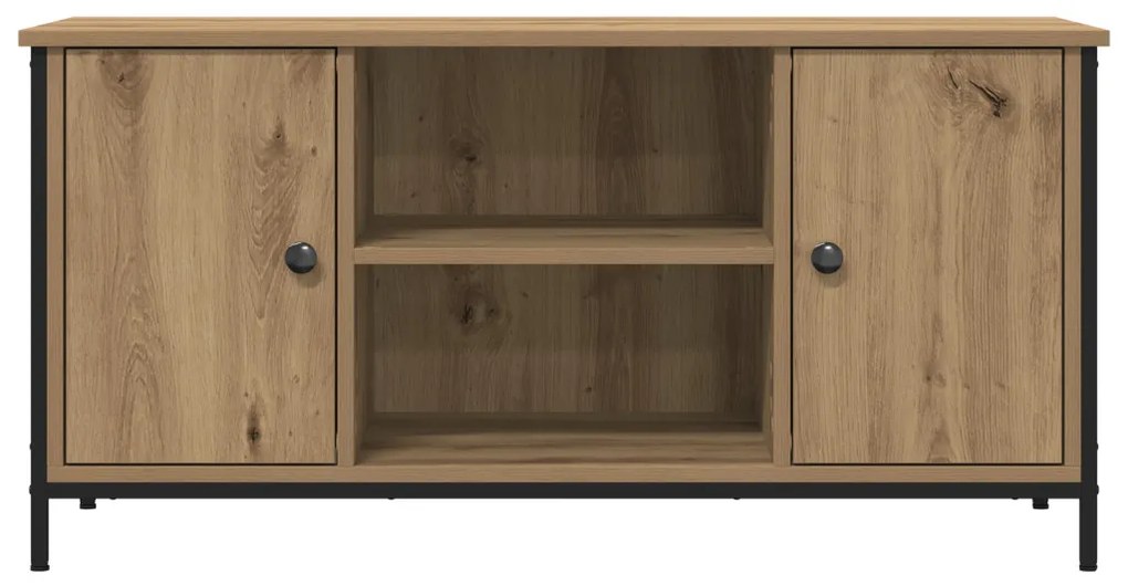 TV Szekrény Kézműves Tölgy 100x40x50 cm Mérnök Fa és Acél