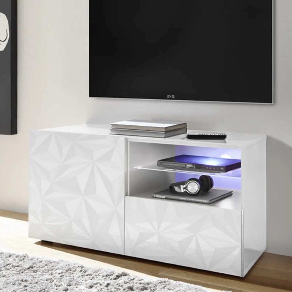 PRISMA Fehér Kis TV szekrény 1 ajtós 1 fiókos 122cm