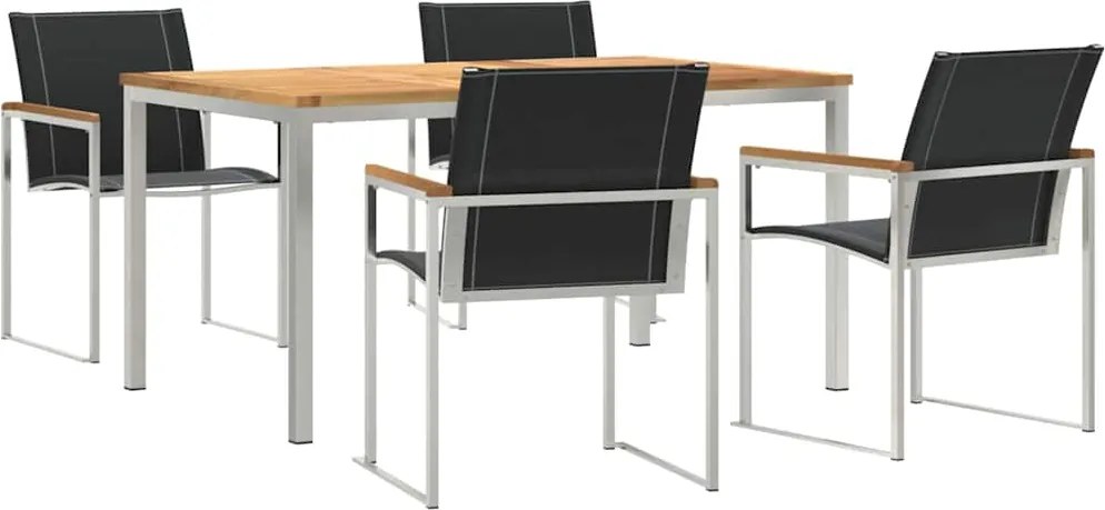 vidaXL Kert étkező szett 5 pcs Barna Tömör Akácfa