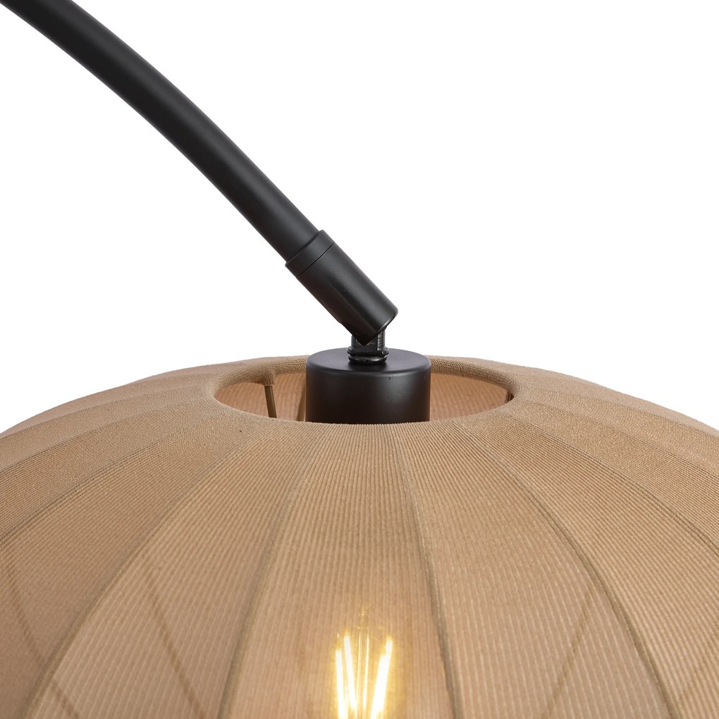 Japandi íves állólámpa fekete barna lámpabúrával - Bida