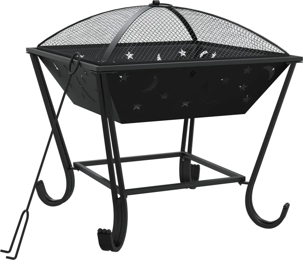 vidaXL acél XXL méretű tűztál piszkavassal 50 cm