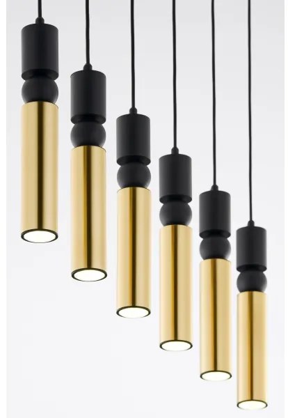 Jupiter 2008 - Csillár zsinóron ALAS 6xGU10/10W/230V arany/fekete