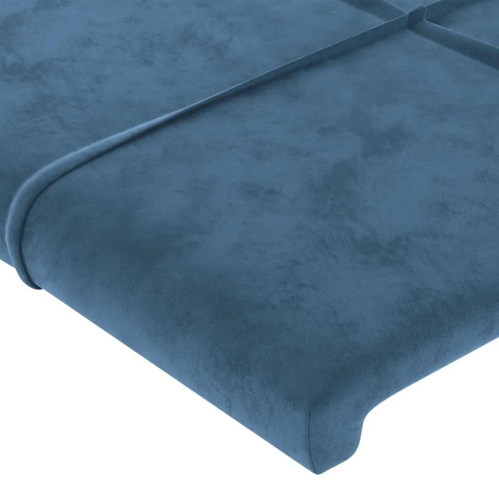 sötétkék bársony LED-es fejtámla 100x5x78/88 cm