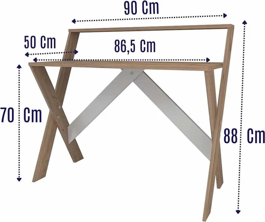 Íróasztal, antracit-atlanti fenyő, 90 cm