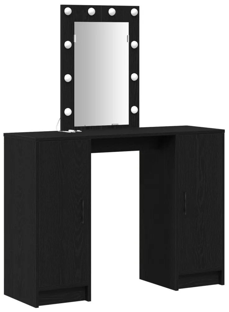 Fodrászasztal LED világítással Fekete Tölgy 102x33x135 cm