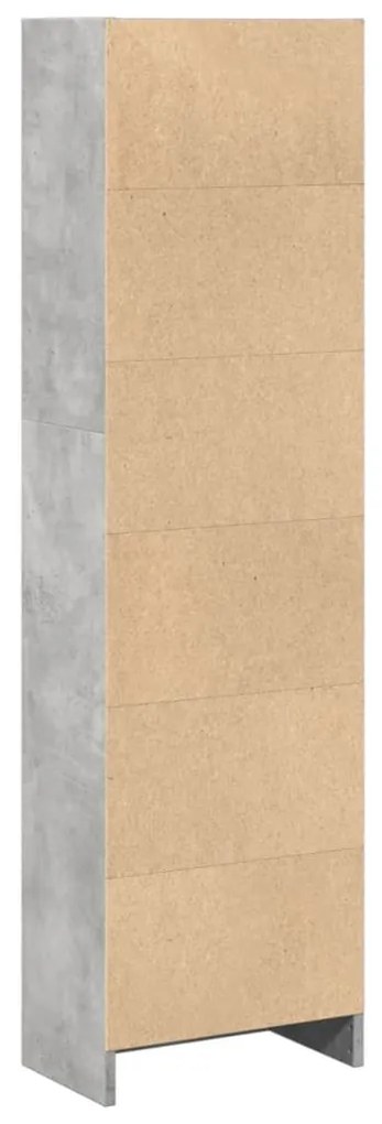 betonszürke szerelt fa könyvespolc 40 x 24 x 143 cm
