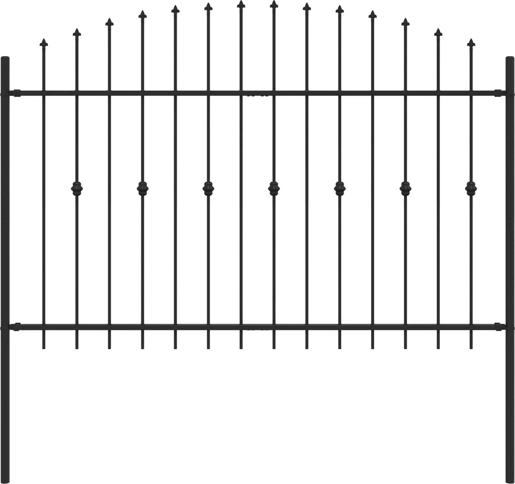 vidaXL Tüskés kerítés Fekete 200 x 130 cm Porszórt acél