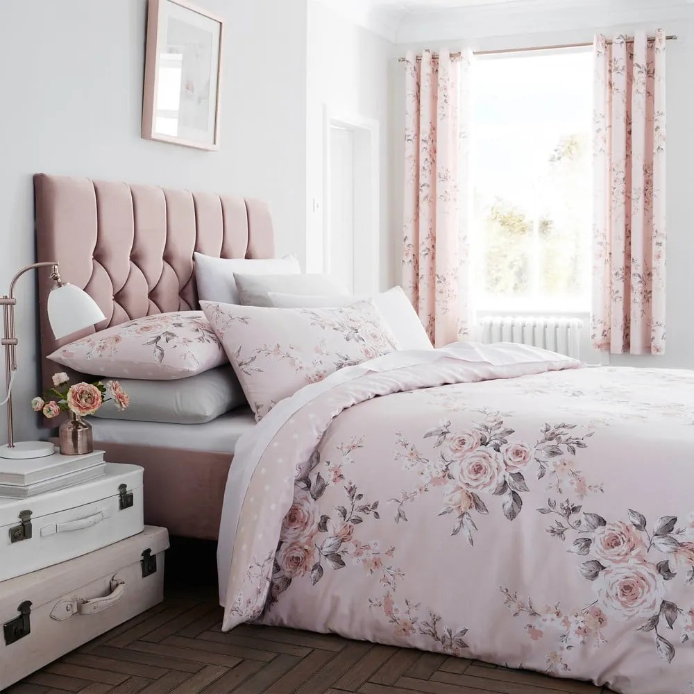 Rózsaszín kétszemélyes hosszabbított ágyneműhuzat 260x220 cm Canterbury Floral – Catherine Lansfield