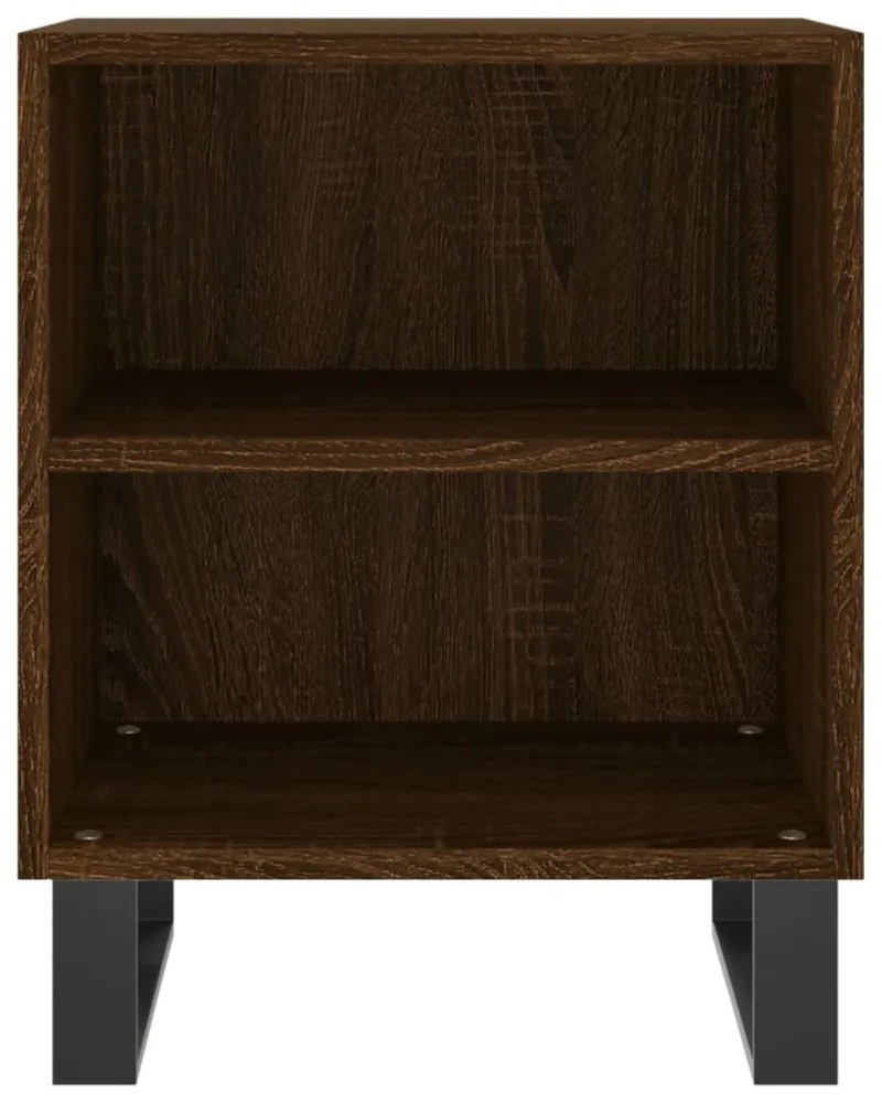 2 db barna tölgyszínű szerelt fa éjjeliszekrény 40x30x50 cm