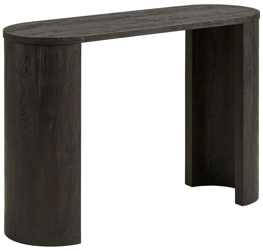 Sötétbarna konzolasztal tölgyfa dekorral 38x114 cm Bibione – House Nordic