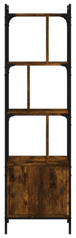 füstös tölgy szerelt fa könyvespolc ajtóval 44,5x30x154,5 cm