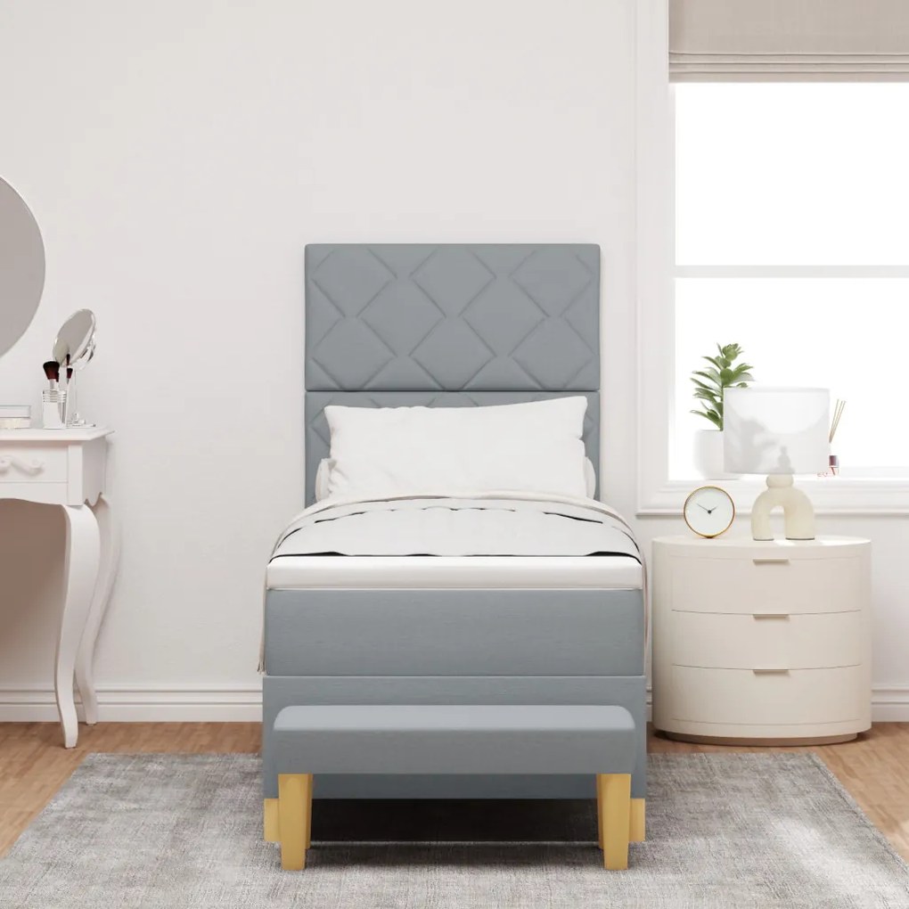 Boxspring Ágy Matracelemmel és Pad Light Grey 80x200 cm Szövet