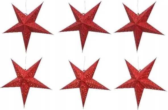 Függő csillag led dekoráció piros 60 cm