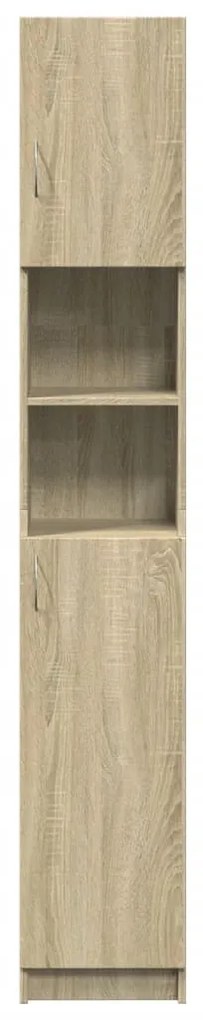 sonoma tölgy színű szerelt fa fürdőszobaszekrény 32x25,5x190 cm