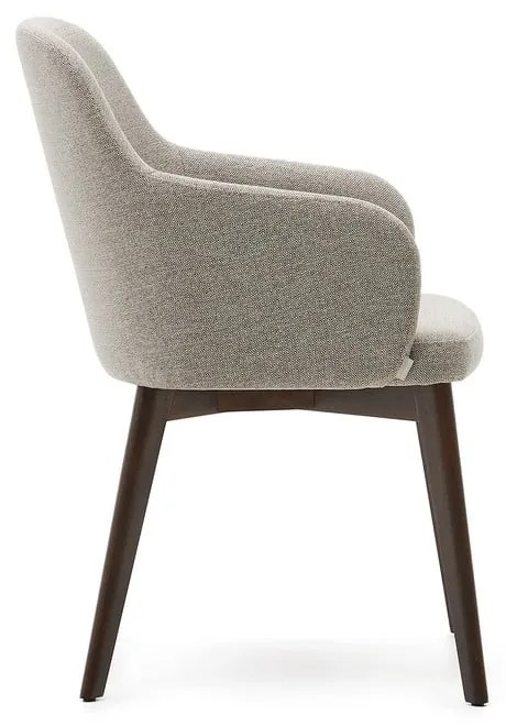 Bézs kárpitozott karfás étkezőfotel Nelida – Kave Home