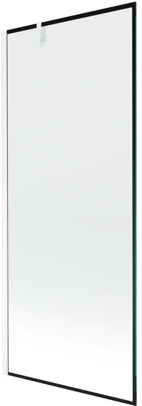 Mexen Next, kádparaván 1 szárny 80 x 150 cm, fix szárny, 6 mm átlátszó üveg fekete mintával, fehér profil, 895-080-000-00-0-20