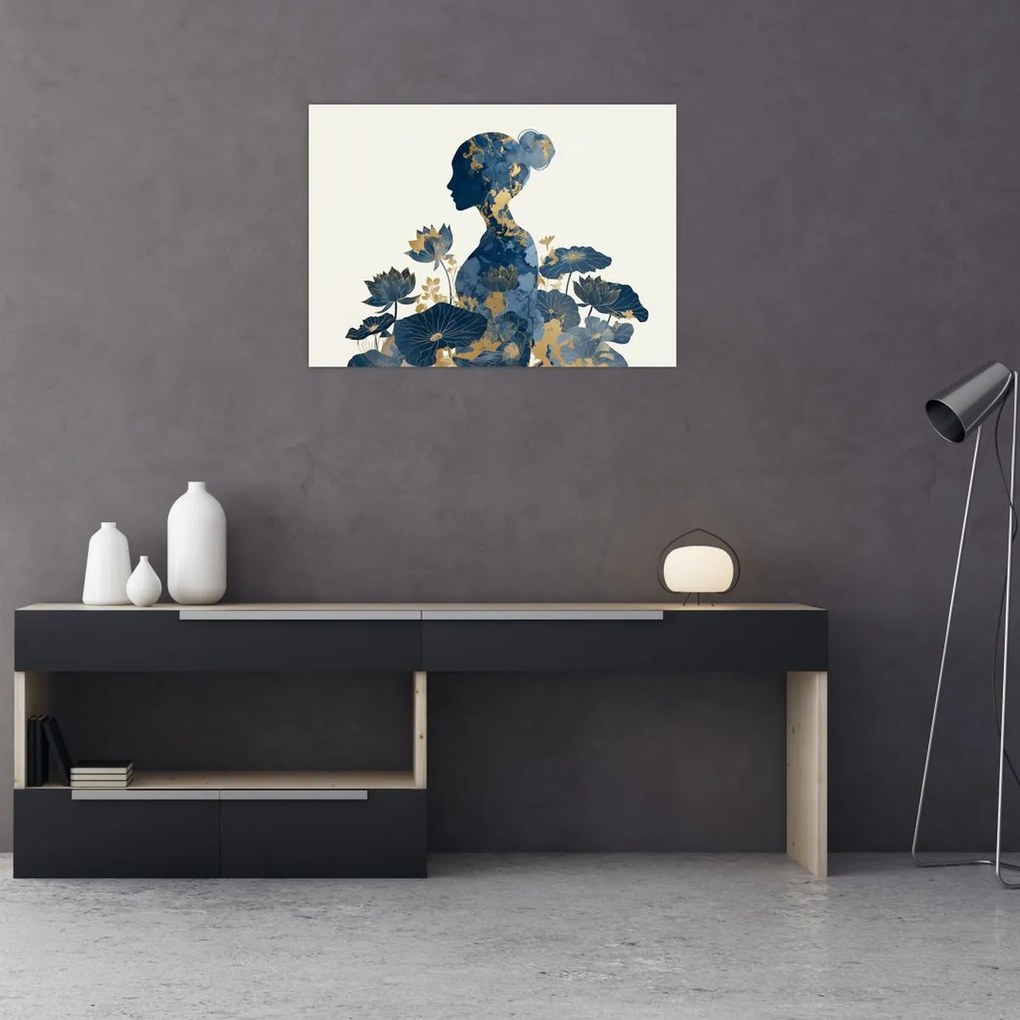 Üveg kép - Márvány női profil (70x50 cm)