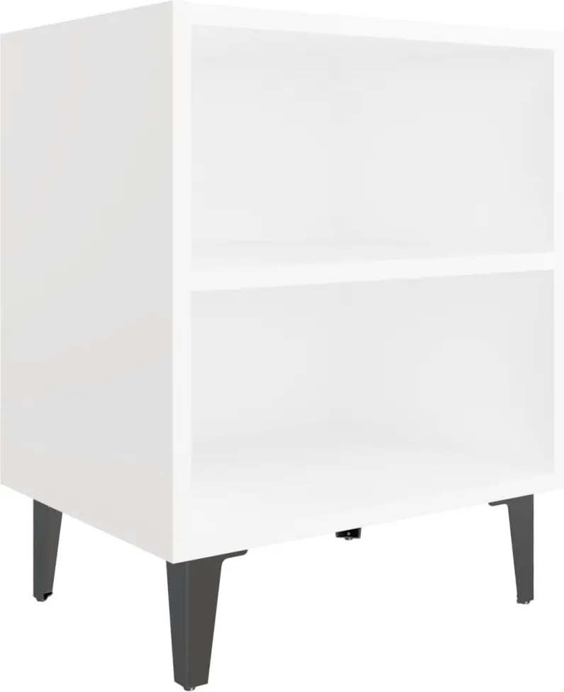 vidaXL fehér éjjeliszekrény fém lábakkal 40 x 30 x 50 cm