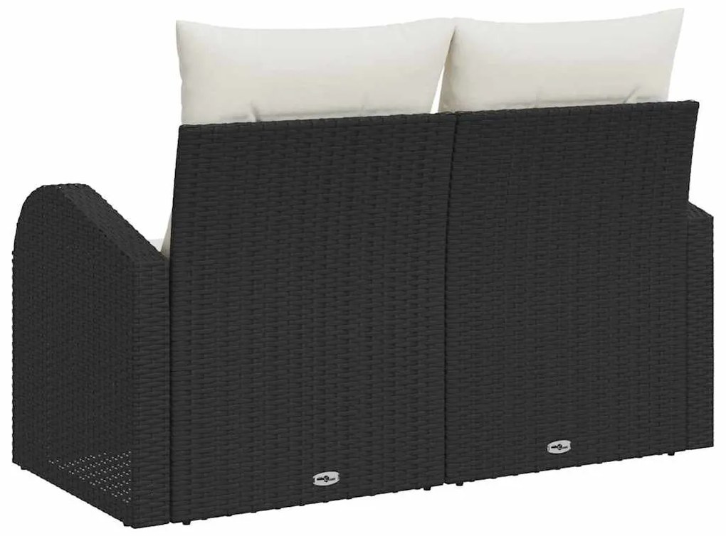 Kerti kanapé párnával Fekete 124 x 62 x 69 cm polirattan