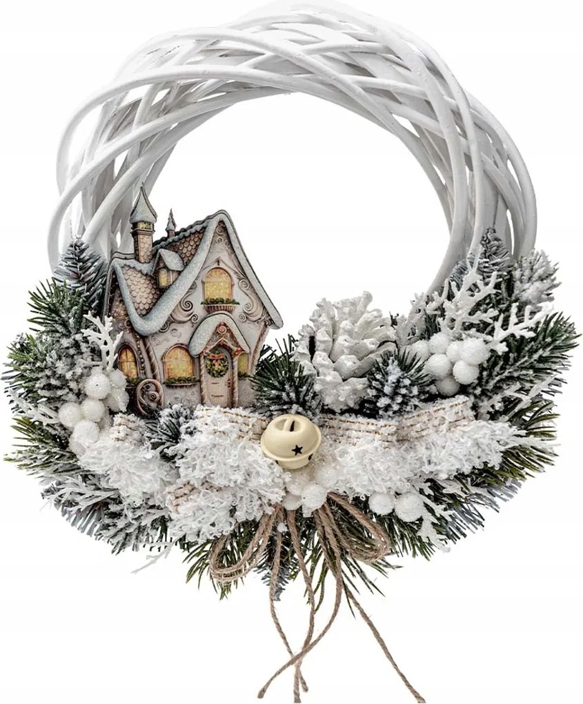 Karácsonyi koszorú Karácsonyi Dísz Fehér, szőlő díszítéssel