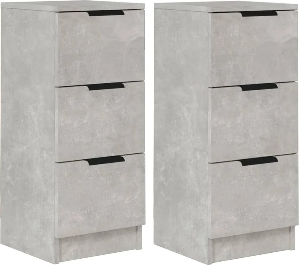 vidaXL 2 db betonszürke szerelt fa tálalóasztal 30 x 30 x 70 cm