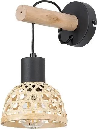 Rattan beltéri fali lámpa e27 ip20 fekete
