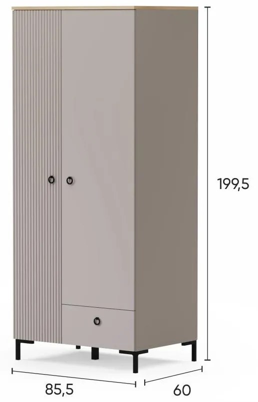 Ruhásszekrény Demandaron 1 (taupe + silverjack tölgy) . 1116801